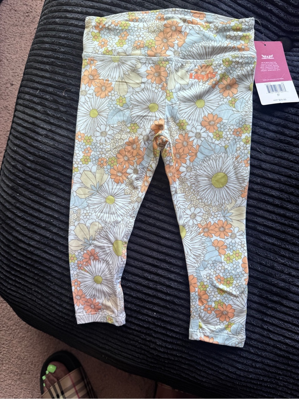 Levi's Girls' Floral Capri Leggings - Orange, Yellow & Cream size 3T new w/tags